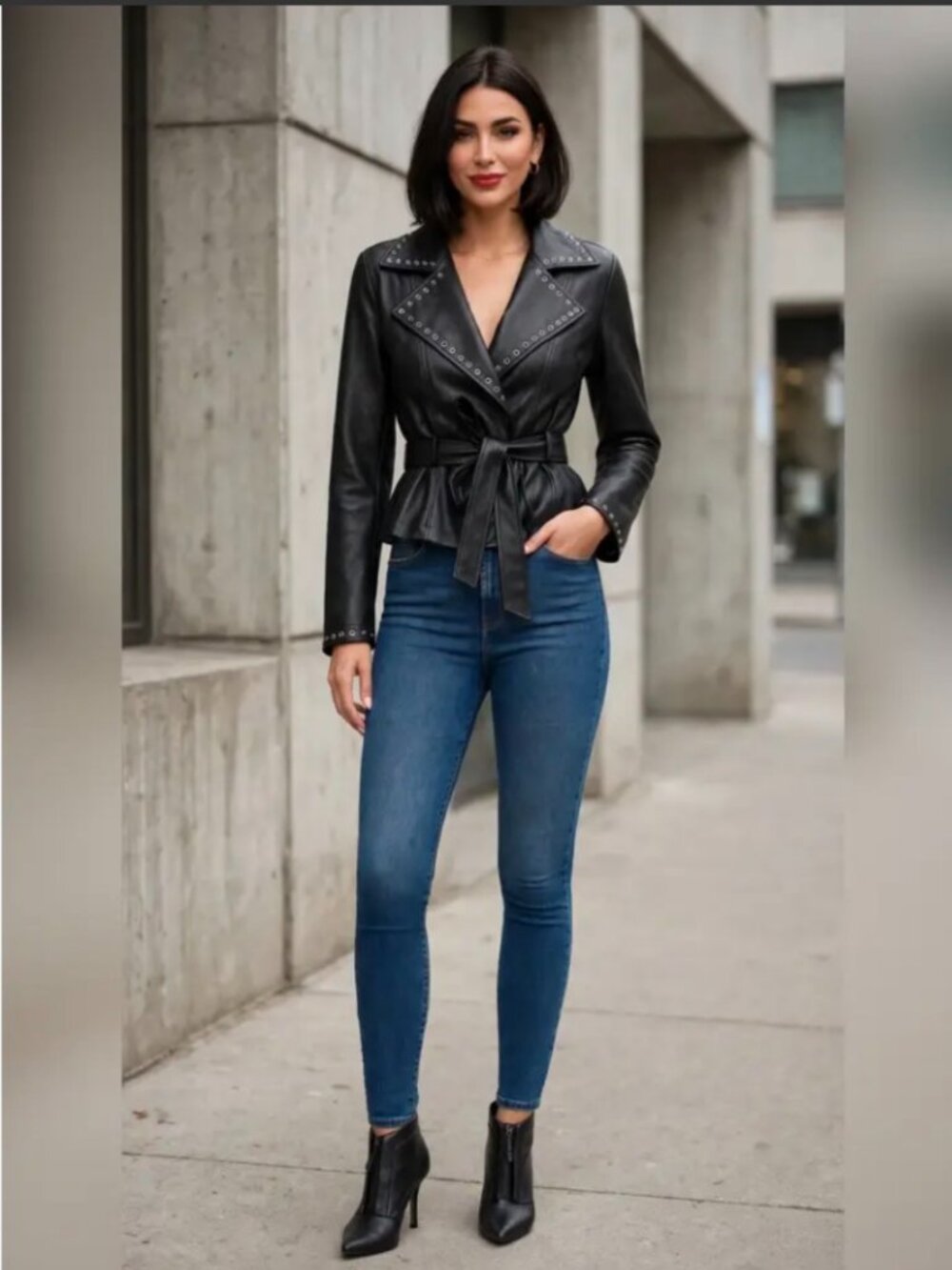 LA COALITION VEGAN LEATHER STUDDED JACKET - L